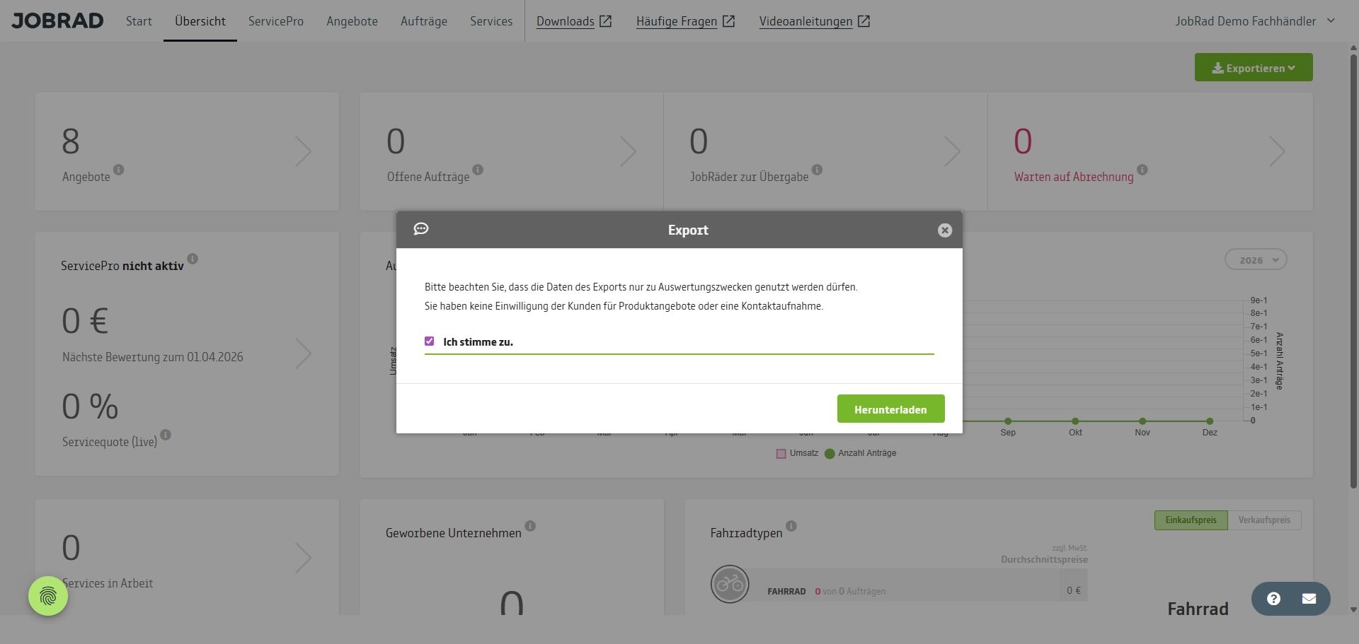 Ein Screenshot des Exports der Leasingausläuferliste Ein Screenshot des Exports der Leasingausläuferliste